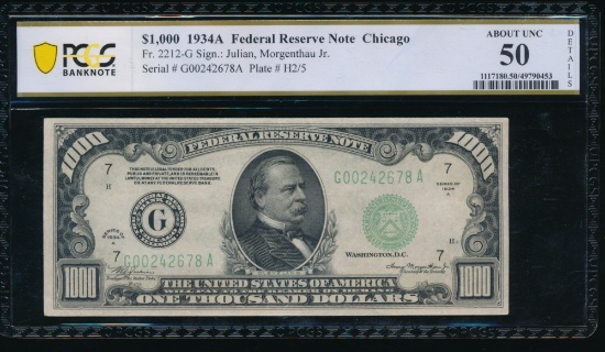 1934A $1000 Chicago FRN PCGS 50