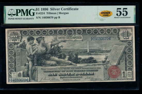 1896 $1 Educational Silver Certificate PMG 55