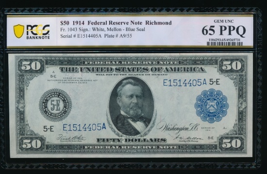 1914 $50 Richmond FRN PCGS 65PPQ
