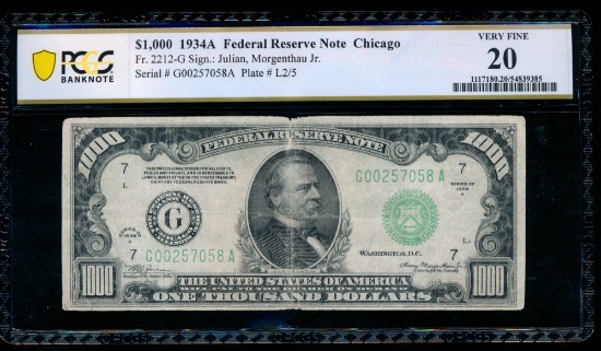 1934A $1000 Chicago FRN PCGS 20
