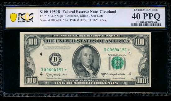 1950D $100 STAR Cleveland FRN PCGS 40PPQ