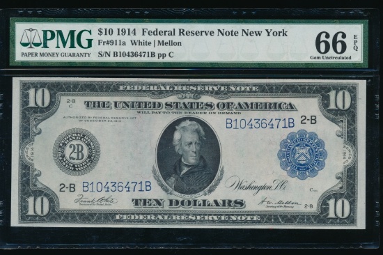 1914 $10 New York FRN PMG 66EPQ