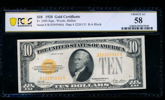 1928 $10 Gold Certificate PCGS 58