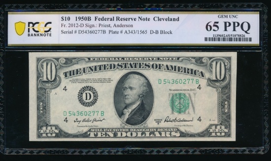 1950B $10 Cleveland FRN PCGS 65PPQ