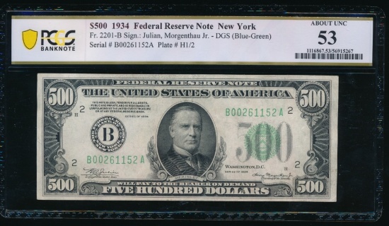 1934 $500 New York FRN PCGS 53