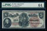 1880 $5 Legal Tender Note PMG 64