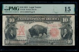 1901 $10 Bison Legal Tender Note PMG 15