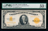 1922 $10 Gold Certificate PMG 53EPQ