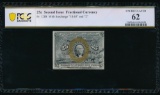 25 Cent Second Issue Fractional PCGS 62