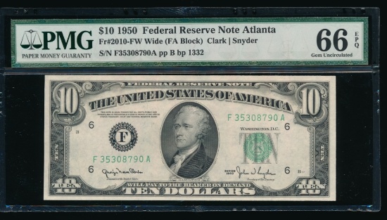 1950 $10 Atlanta FRN PMG 66EPQ