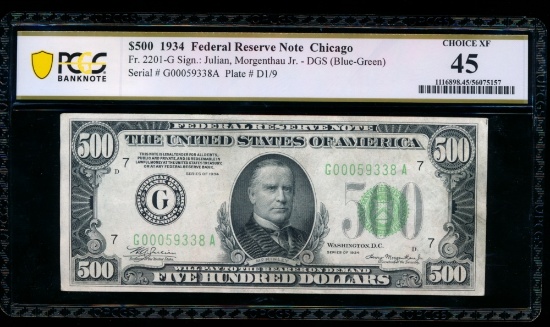 1934 $500 Chicago FRN PCGS 45