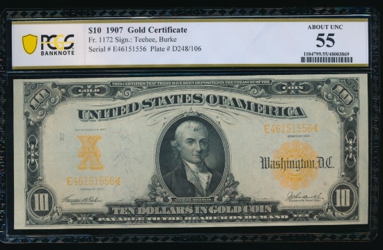 1907 $10 Gold Certificate PCGS 55