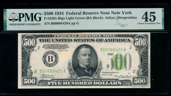1934 $500 New York FRN PMG 45
