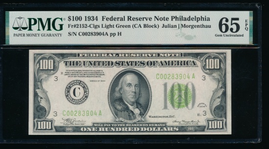 1934 $100 Philadelphia FRN PMG 65EPQ