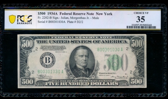 1934A $500 New York FRN PCGS 35