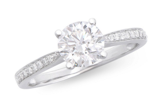 14KT White Gold 1.23ct F Color Lab Diamond Ring