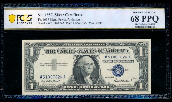 1957 $1 Silver Certificate PCGS 68PPQ