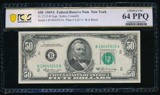 1969A $50 New York FRN PCGS 64PPQ