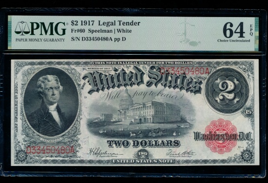 1917 $2 Legal Tender Note PMG 64EPQ