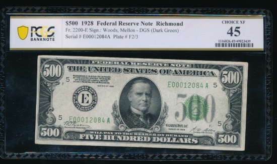1928 $500 Richmond FRN PCGS 45