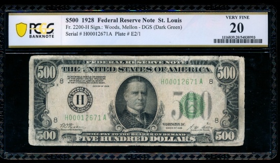 1928 $500 St Louis FRN PCGS 20