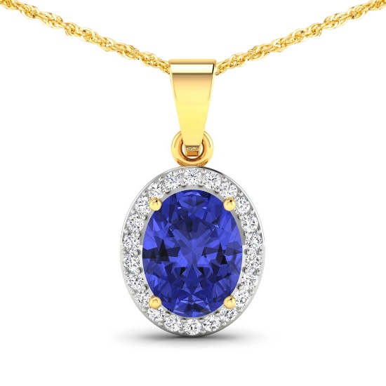 14KT Yellow Gold 1.6ctw Tanzanite and Diamond Pendant