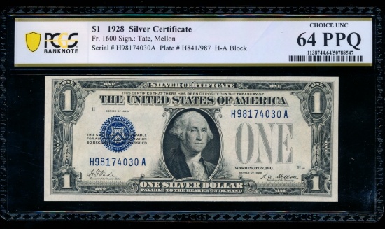 1928 $1 Silver Certificate PCGS 64PPQ