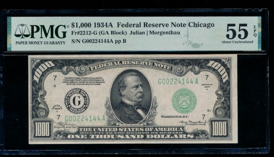 1934A $1000 Chicago FRN PMG 55EPQ
