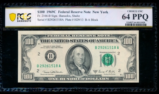 1969C $100 New York FRN PCGS 64PPQ