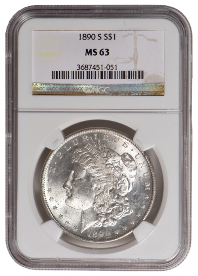 1890-S $1 Morgan Silver Dollar NGC MS63