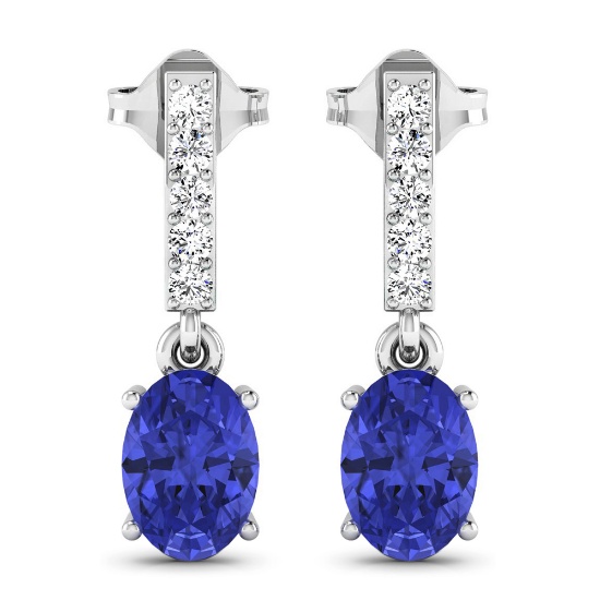 14KT White Gold 1.24ctw Tanzanite and Diamond Earrings