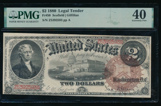 1880 $2 Legal Tender Note PMG 40
