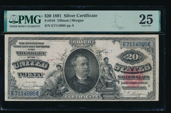1891 $20 Silver Certificate PMG 25