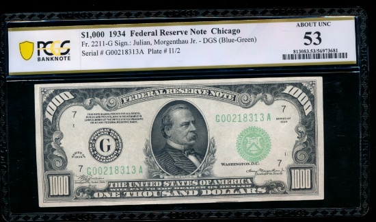 1934 $1000 Chicago FRN PCGS 53