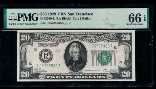 1928 $20 San Francisco FRN PMG 66EPQ