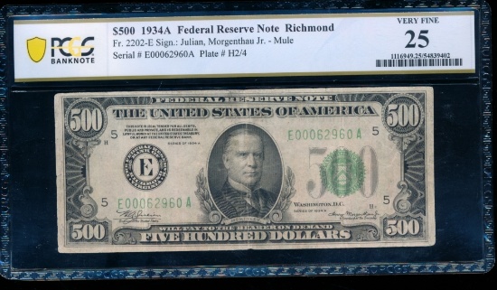 1934A $500 Richmond FRN PCGS 25