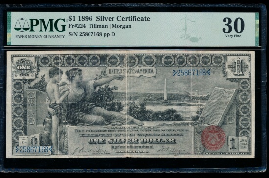 1896 $1 Educational Silver Certificate PMG 30