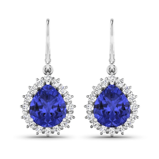14KT White Gold 2.88ctw Tanzanite and Diamond Earrings