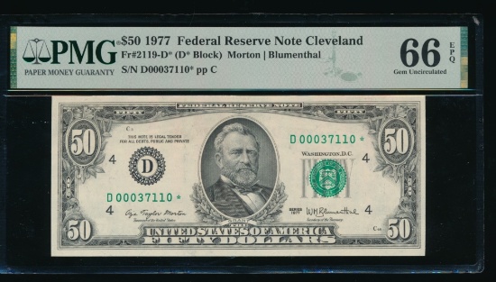 1977 $50 STAR Cleveland FRN PMG 66EPQ