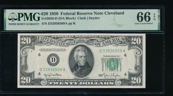 1950 $20 Cleveland FRN PMG 66EPQ