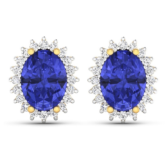 14KT Yellow Gold 2.18ctw Tanzanite and Diamond Earrings