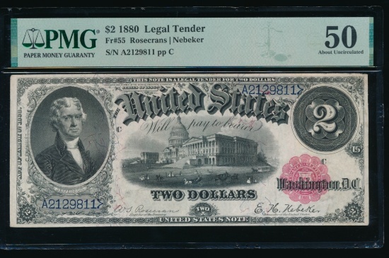 1880 $2 Legal Tender Note PMG 50