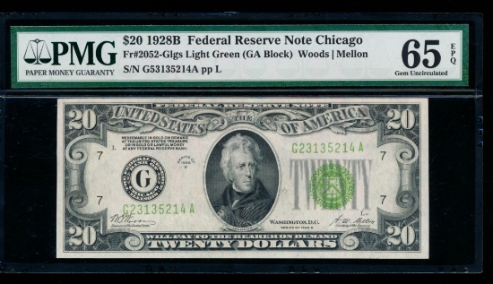 1928B $20 Chicago FRN PMG 65EPQ
