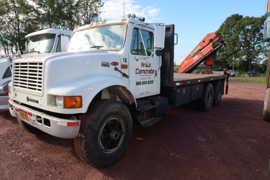 1996 International 4900 Flatbed Truck W/ Palfinger Crane WITH TITLE