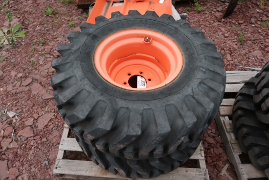 Two (2) Goodyear 12.4-16 R-4 4PLY Rim/Tire Combos