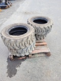 Set Of 4 Titan 10-16.5 8 PLY Used Skid Steer Tires