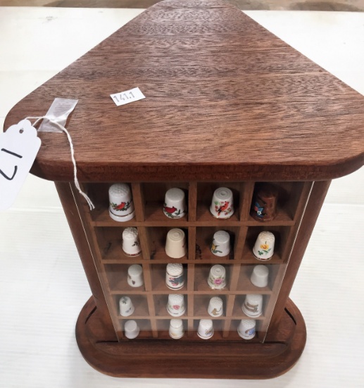 THIMBLE DISPLAY CABINET WITH SIXTY THIMBLES
