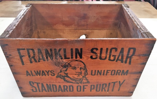 “FRANKLIN SUGAR” WOODEN PACKING CRATE