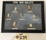 SEVEN (7) CIVIL WAR BULLETS IN SHOWCASE