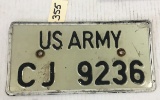 U.S. ARMY LICENSE PLATE.